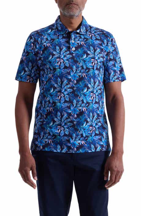 Hendrix Digital Cerulean Floral Print Pima Cotton Polo
