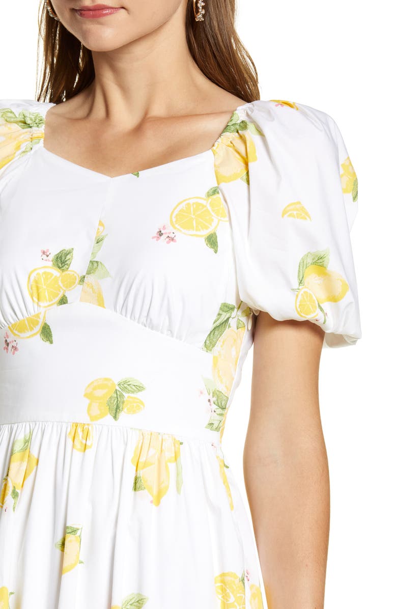 Rachel Parcell Puff Sleeve Midi Dress, Alternate, color, 