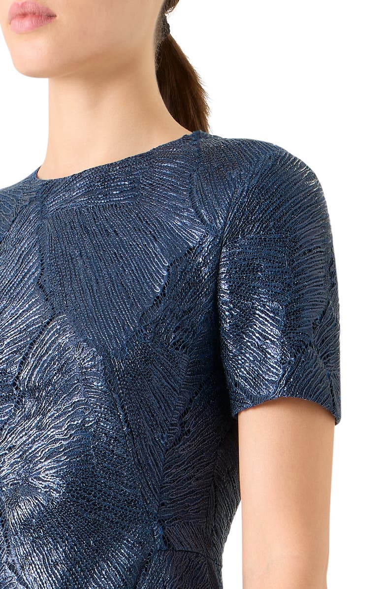 Akris Sea Fan Lace Gown, Alternate, color, Navy