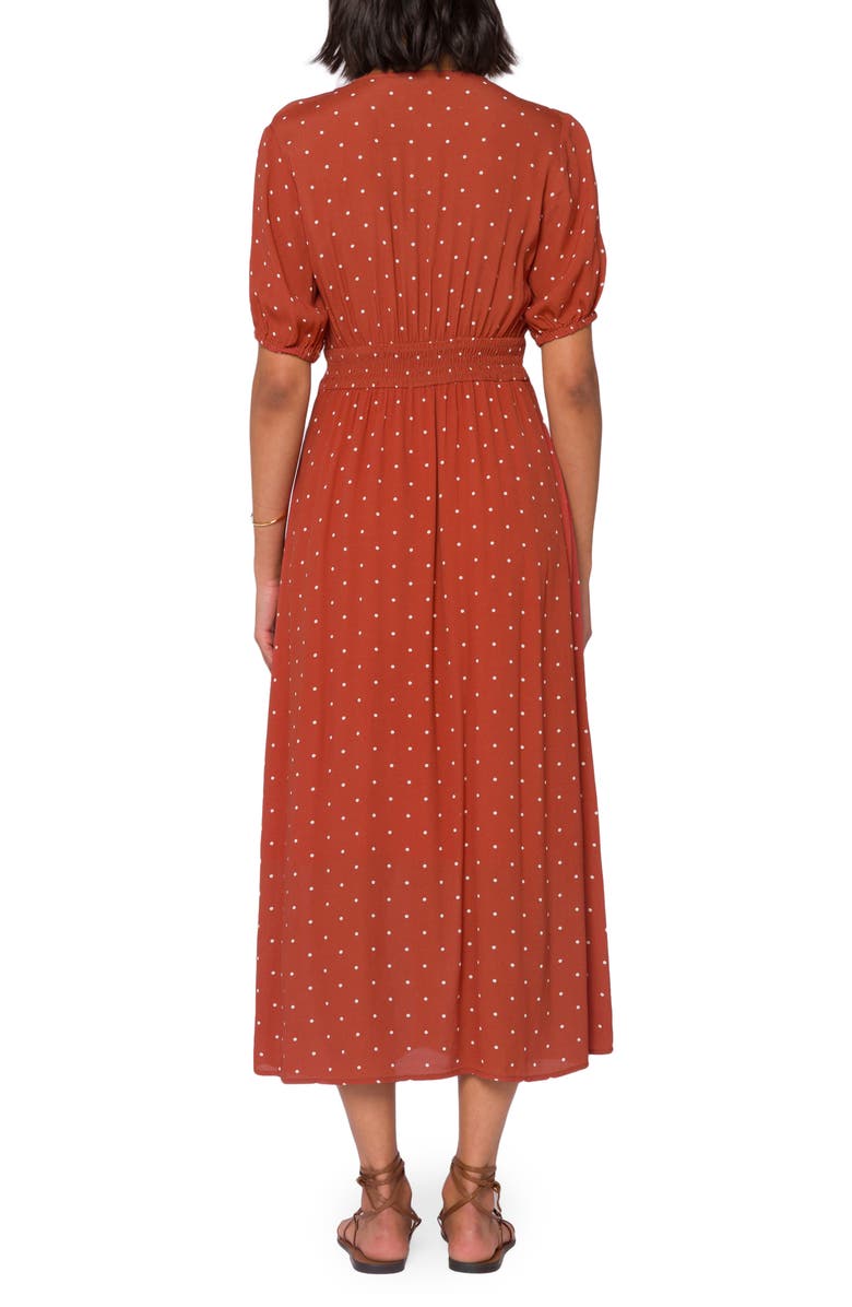 VELVET HEART Dot V-Neck Puff Sleeve Midi Dress, Alternate, color, Tajin Dots