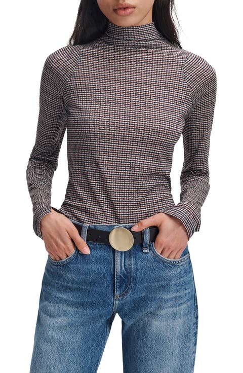 Shaw Paneled Plaid Turtleneck T-Shirt