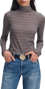 rag & bone Shaw Paneled Plaid Turtleneck T-Shirt