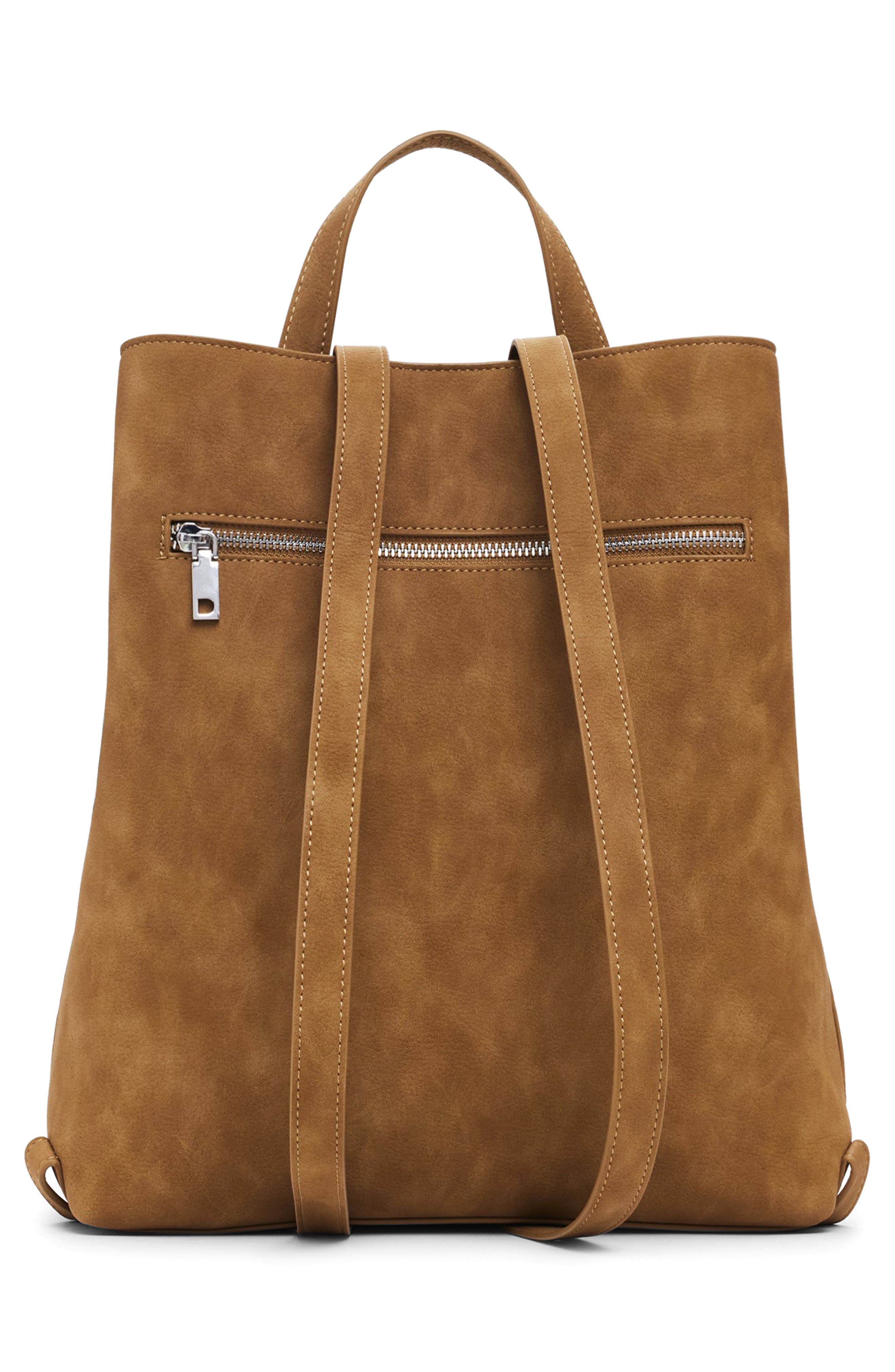 Medium Faux Leather Backpack, Alternate, color, CAMEL