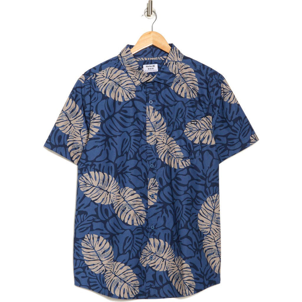 Hurley Dypsis Short Sleeve Cotton Button-up Shirt In Blue