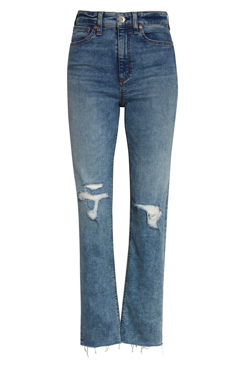 Nina Ripped High Waist Ankle Cigarette Jeans, Alternate, color, BLOOMFIELD