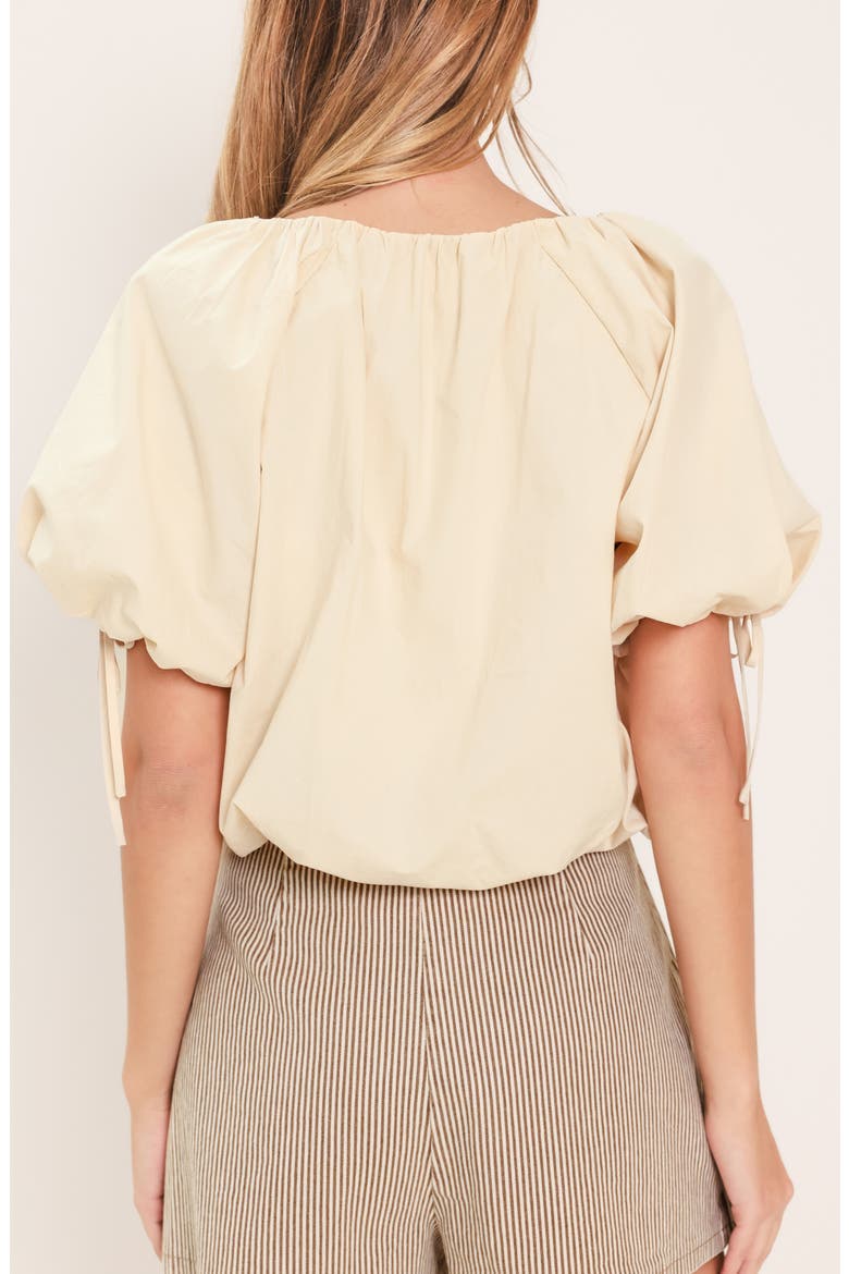 Puff Sleeve Cotton Top, Alternate, color, STONE