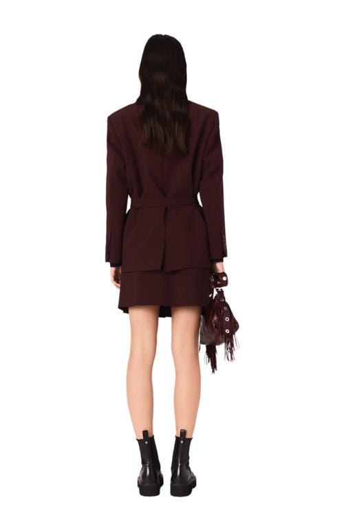 Maje Belted Suit Jacket In Brown