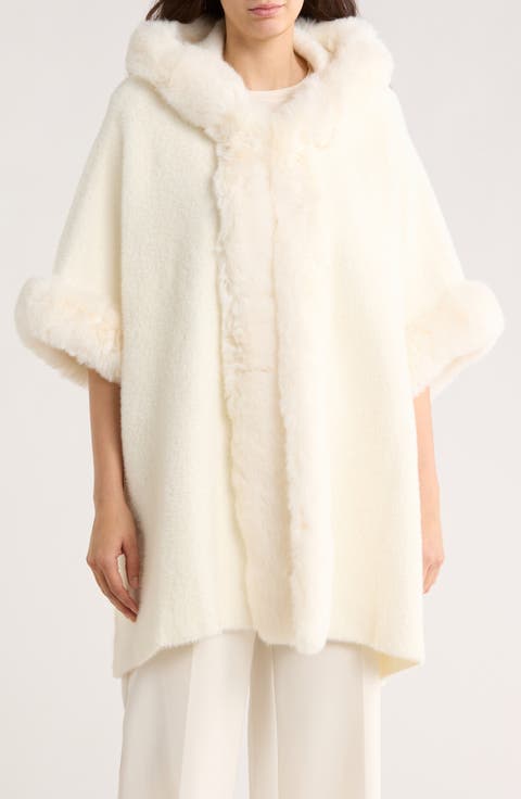 Faux Fur Trim Cape