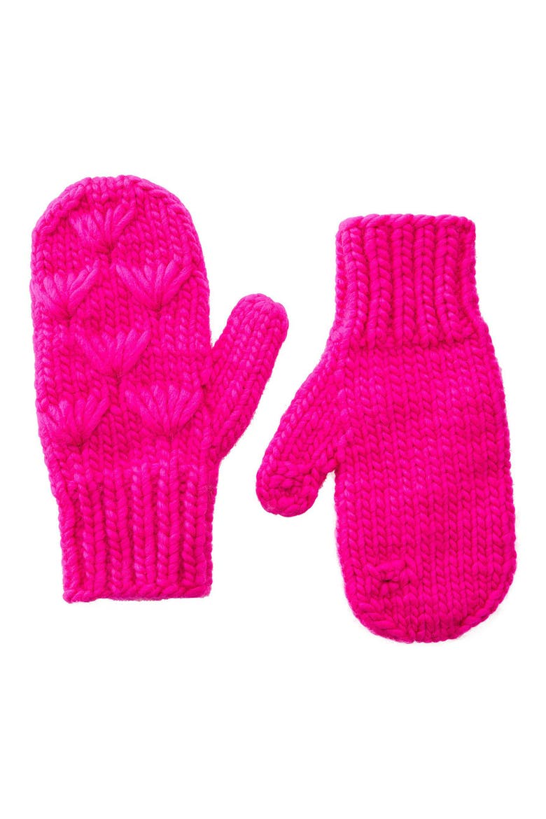 Ski Town Motley Mittens, Main, color, HOT PINK