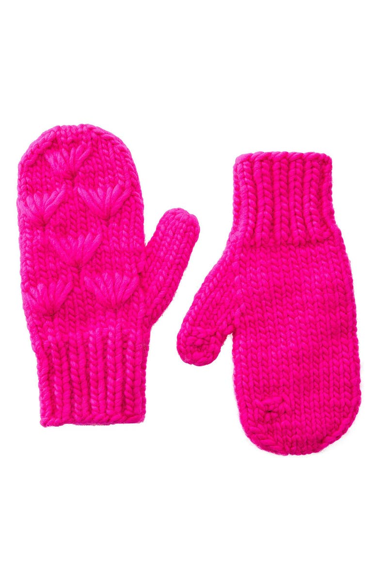 Lele Sadoughi Ski Town Motley Mittens, Main, color, Hot Pink