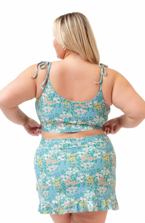 Lime Ricki Swimwear Ruffle Skirt W/ Bottoms In Little Meadow