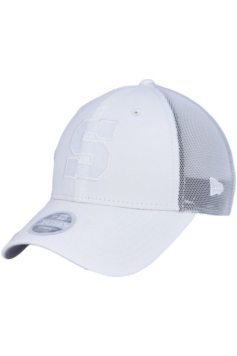 Women's New Era White Penn State Nittany Lions Trucker 9FORTY Snapback Hat, Main, color, White