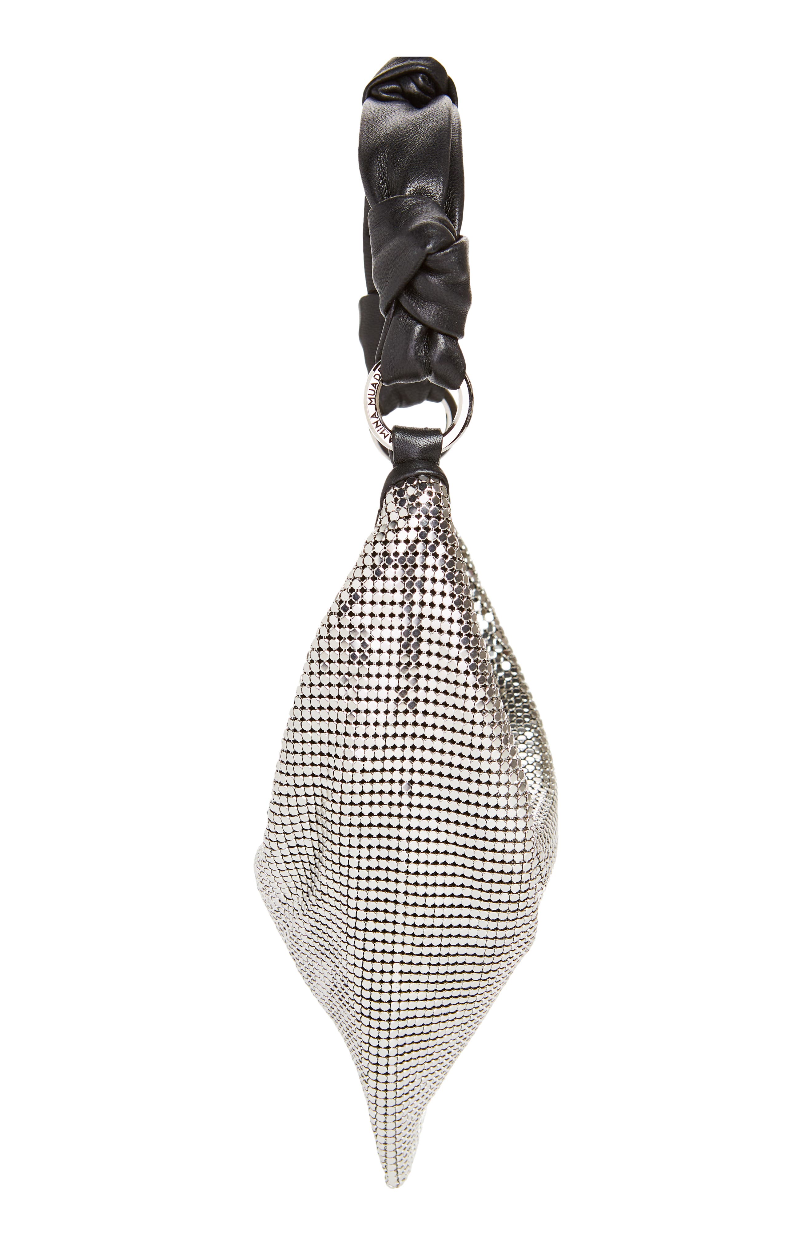 Amina Muaddi Mini Cameron Mesh Hobo Bag, Alternate, color, Mesh Silver/Silver Hardware
