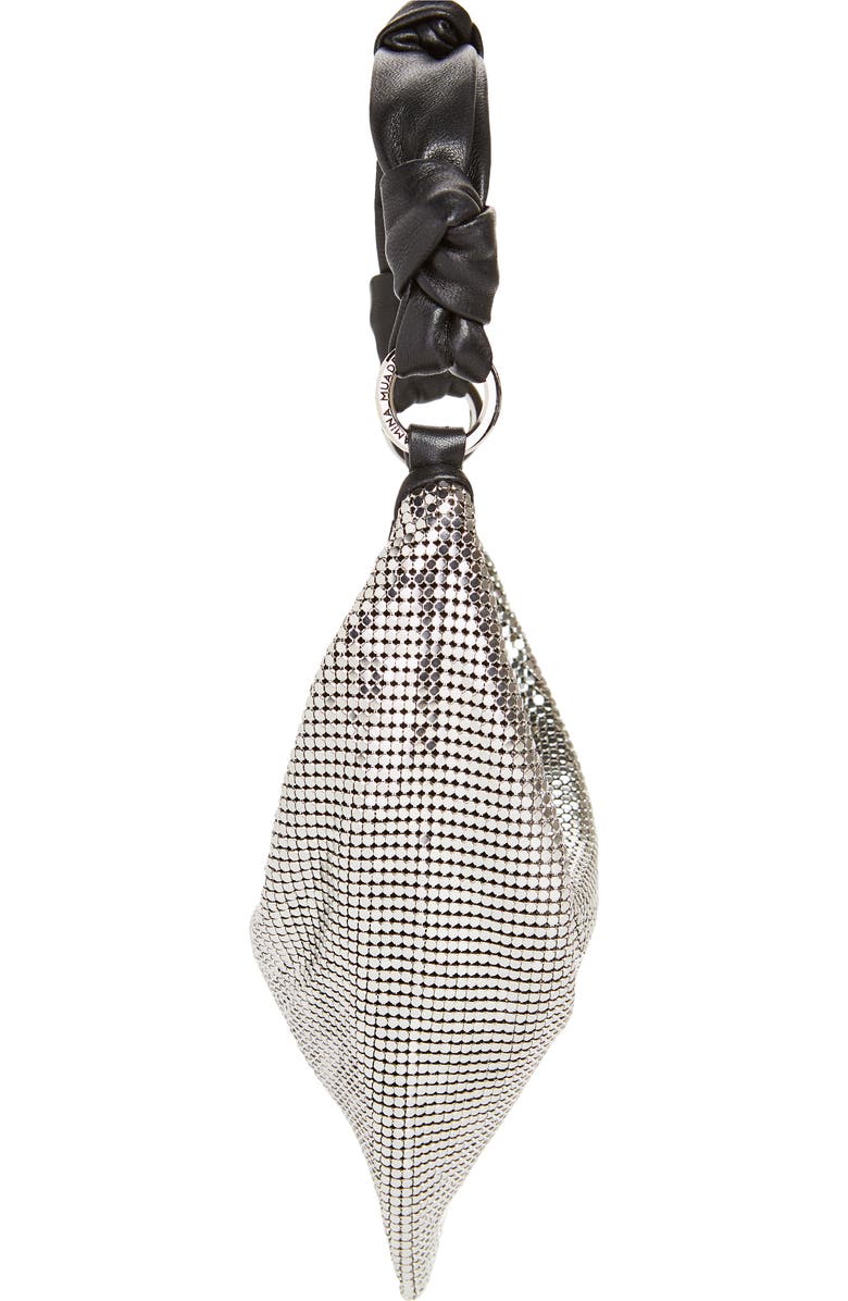 Amina Muaddi Mini Cameron Mesh Hobo Bag, Alternate, color, Mesh Silver/Silver Hardware