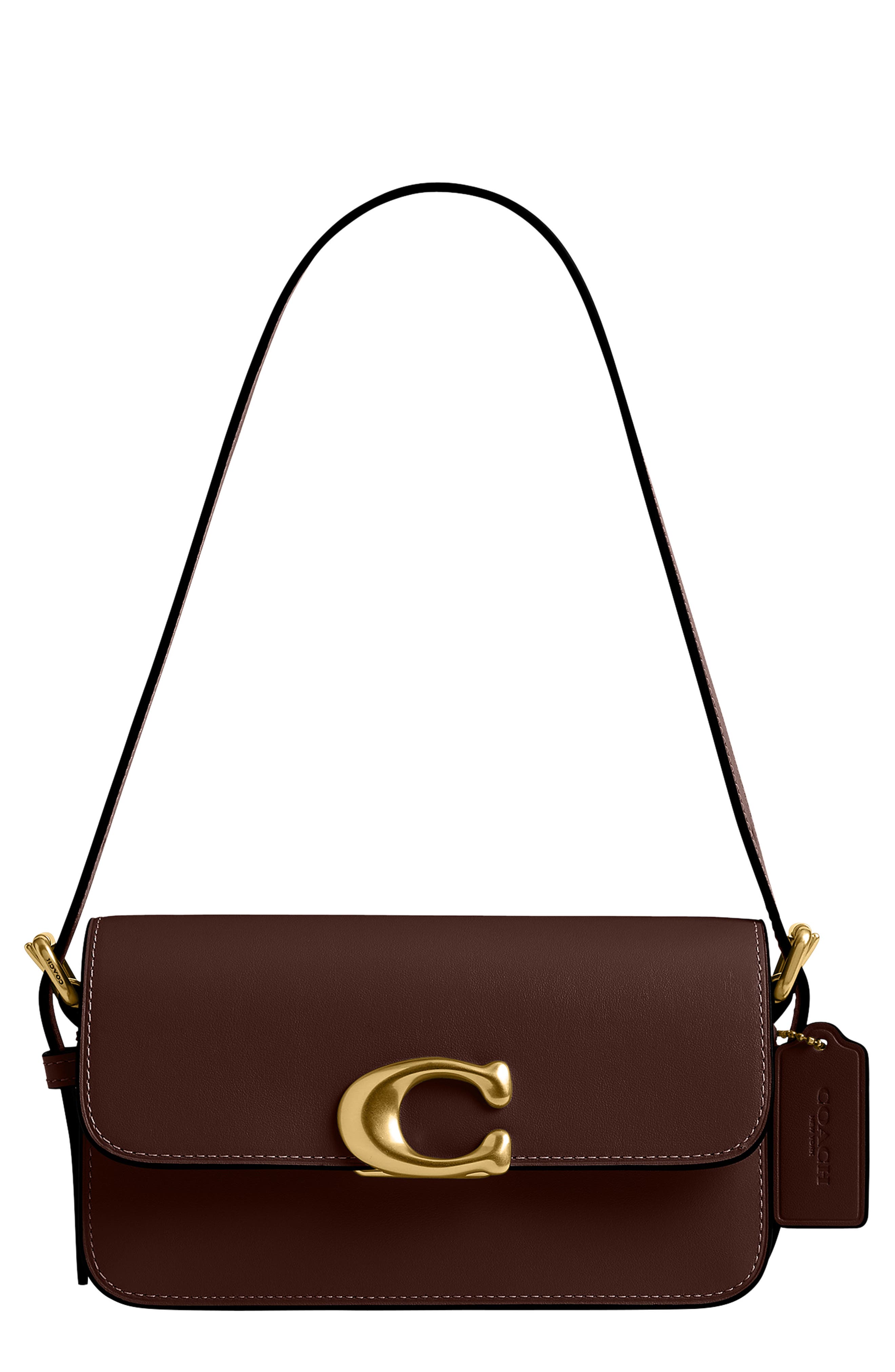 Zoe Refined Calf Leather Shoulder Bag, Main, color, MAPLE