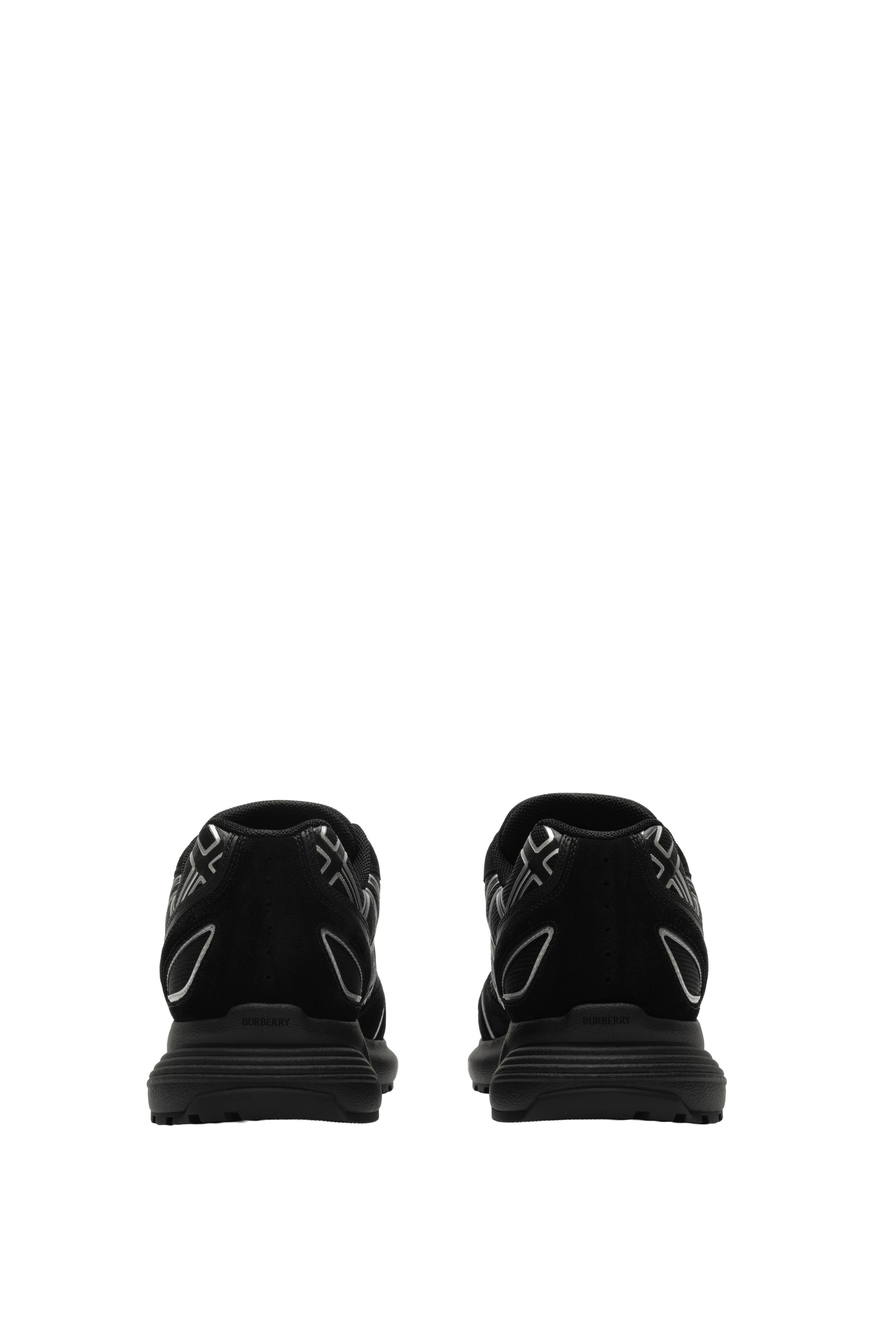 Burberry Nylon, Suede and Leather Eclipse Sneakers, Alternate, color, Black