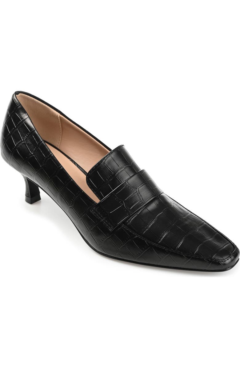 Journee Collection Celina Croc Embossed Loafer Pump - Wide Width Available, Main, color, Black