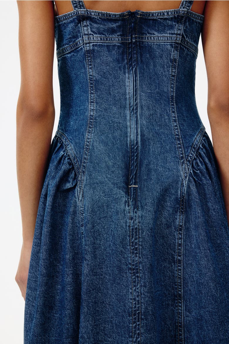Flared-skirt Denim Dress, Alternate, color, Denim blue