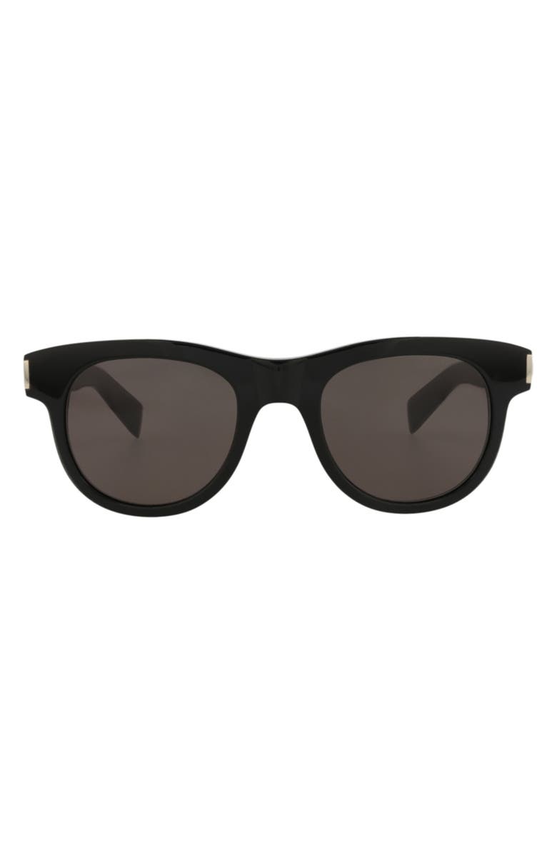 Saint Laurent 51mm Novelty Round Sunglasses, Main, color, Black