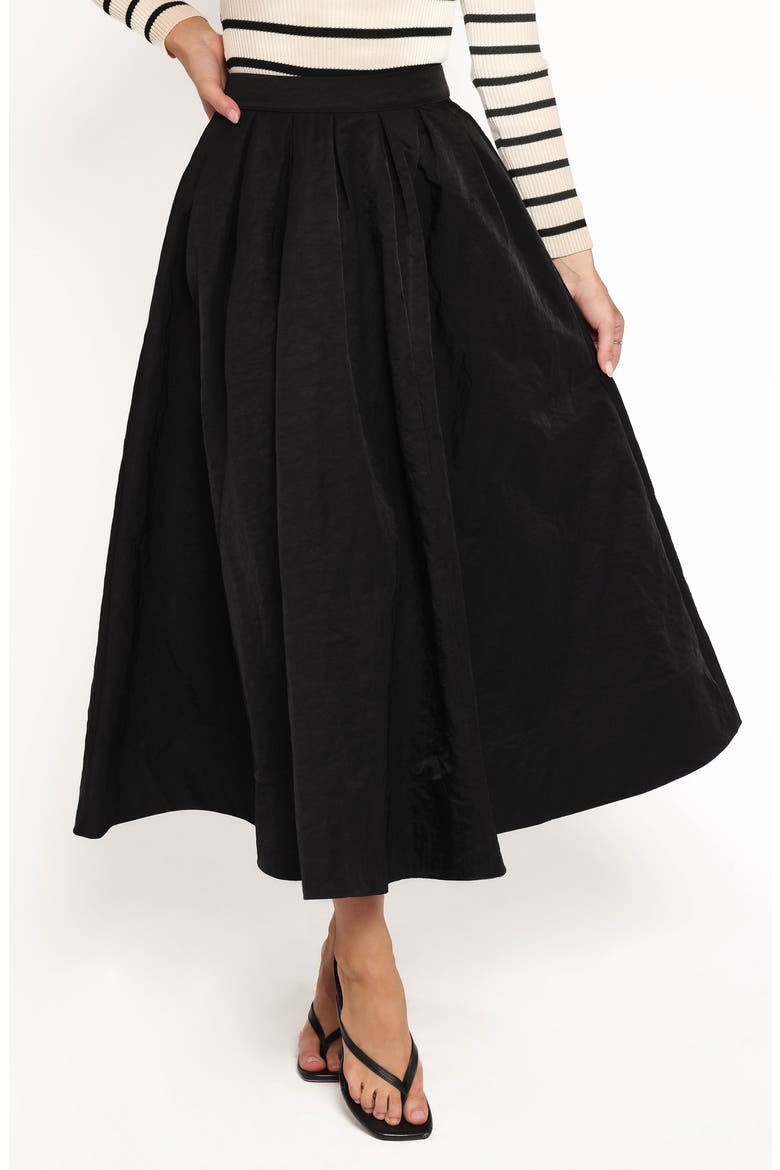 Yuki Pleated Nylon Circle Skirt, Main, color, BLACK