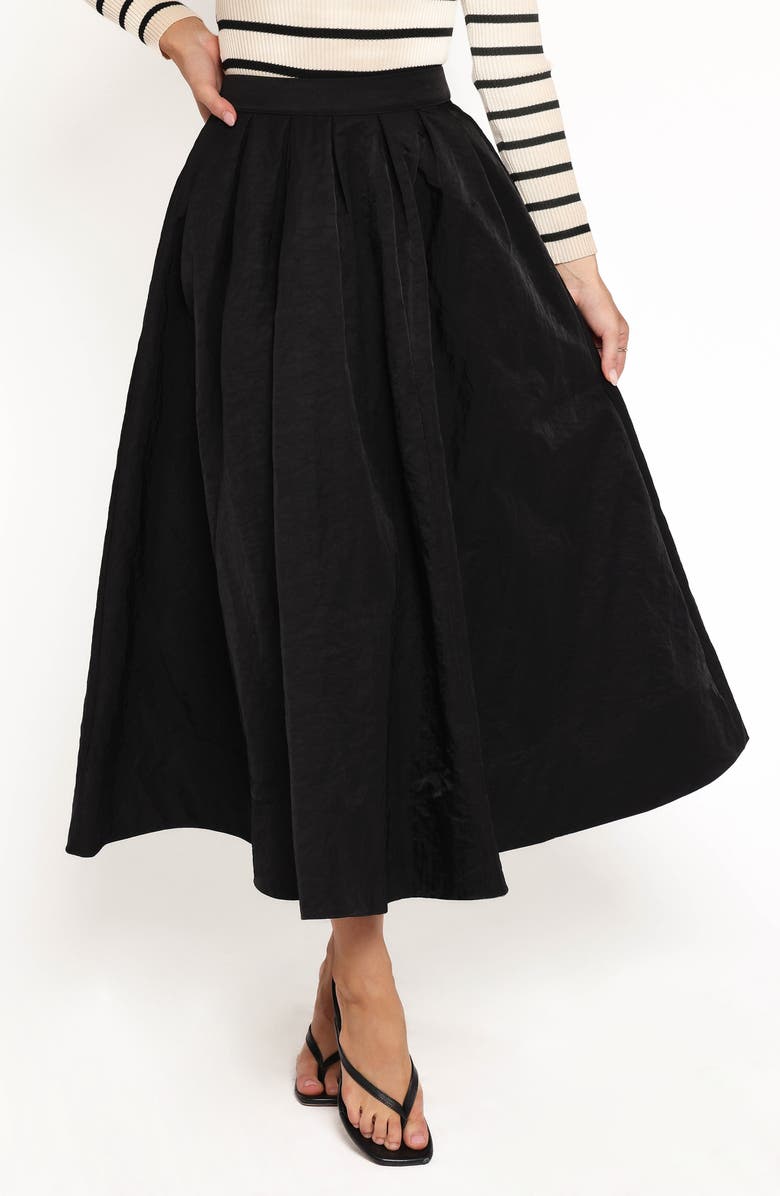 Petal & Pup Yuki Pleated Nylon Circle Skirt, Main, color, Black