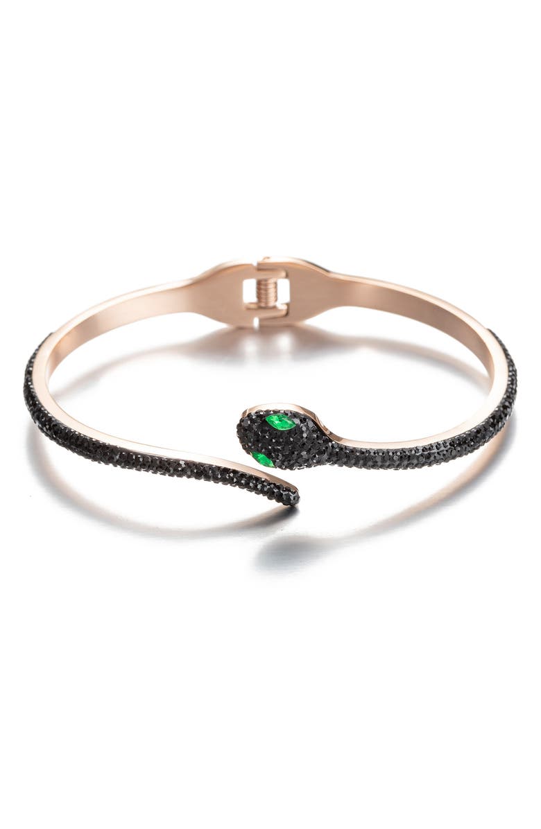 EYE CANDY LOS ANGELES Mamba CZ Cuff Bracelet, Main, color, Black And Rose Gold