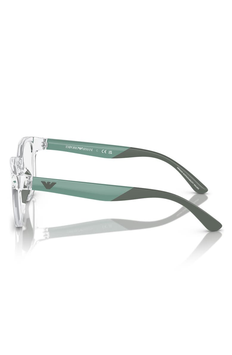 Emporio Armani 49mm Pillow Optical Glasses, Alternate, color, Shiny Crystal / Demo Lens