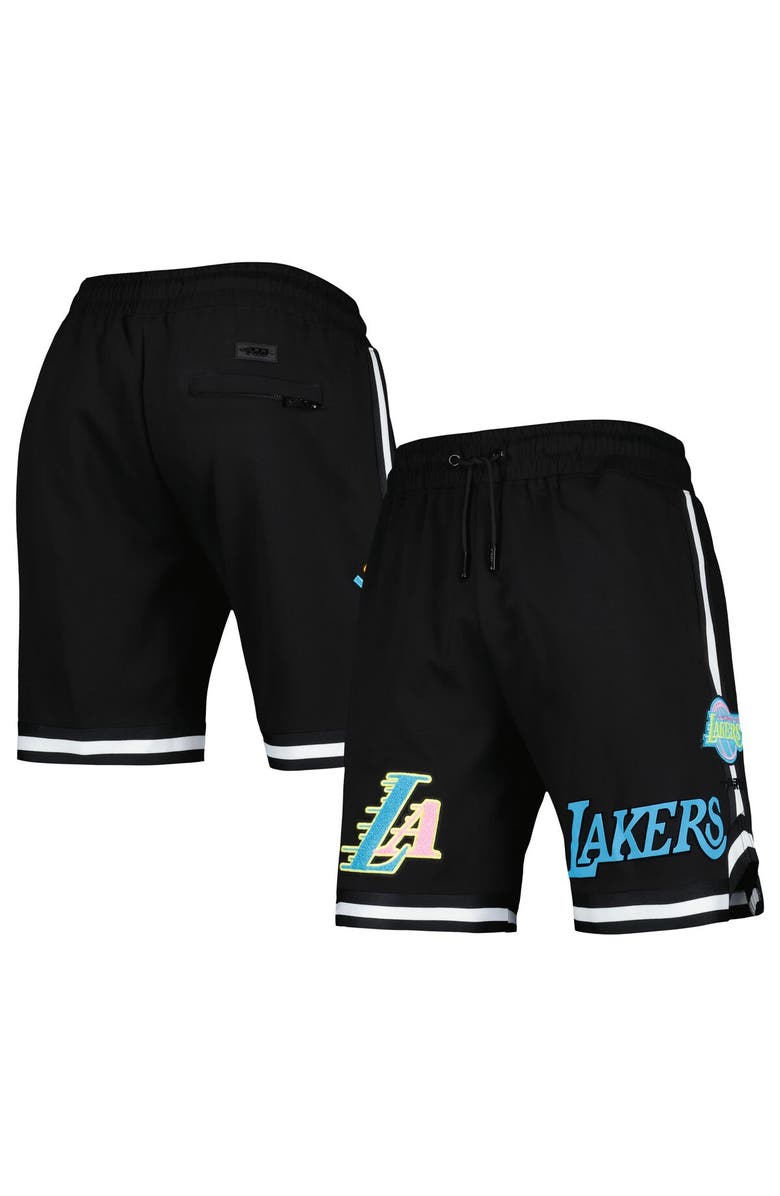 PRO STANDARD Men's Pro Standard Black Los Angeles Lakers Washed Neon Shorts, Main, color, 