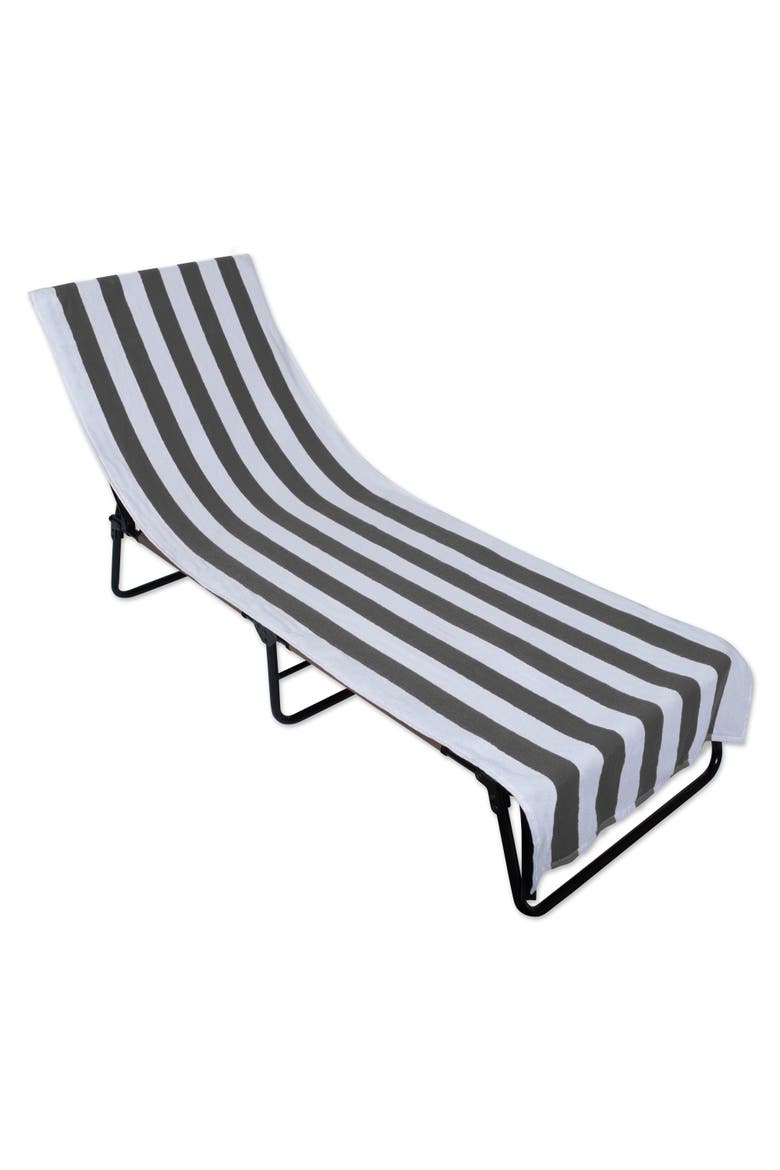 Stripe Lounge Chair Beach Towel - Top Fitted Pocket 26x82", Main, color, Gray