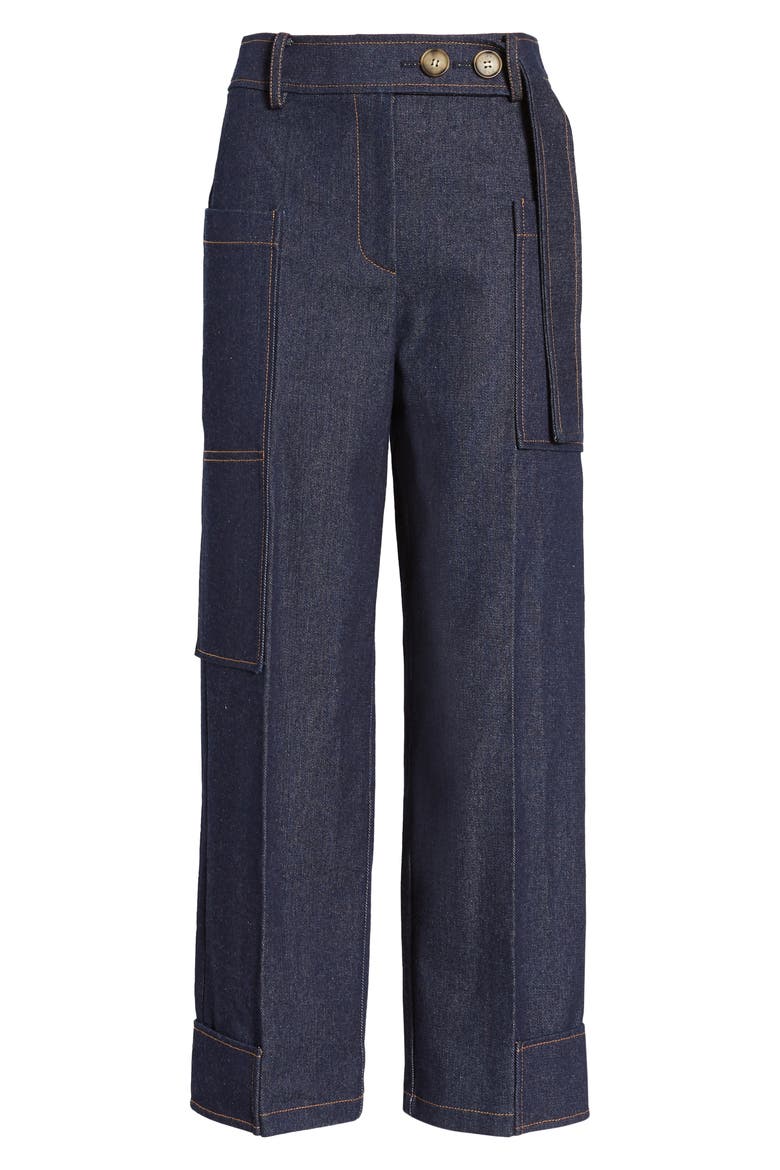 Sadie High Waist Crop Denim Trousers, Alternate, color, DARK BLUE