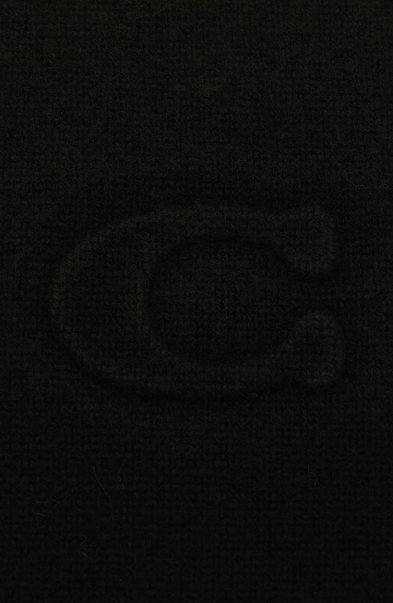 COACH Embossed Logo Merino Wool Blend Scarf, Alternate, color, Black