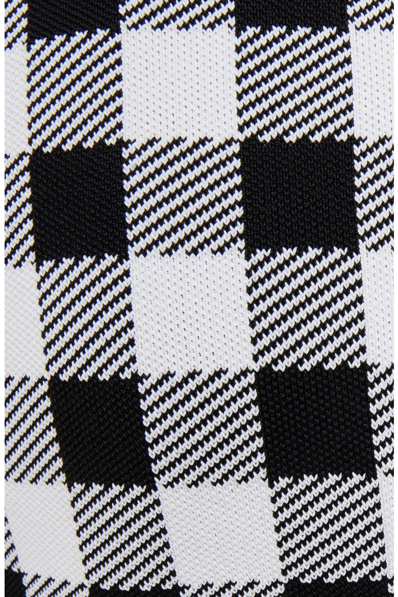 Gingham Button Front Long Sleeve Knit Minidress, Alternate, color, EAB BLACK/ WHITE