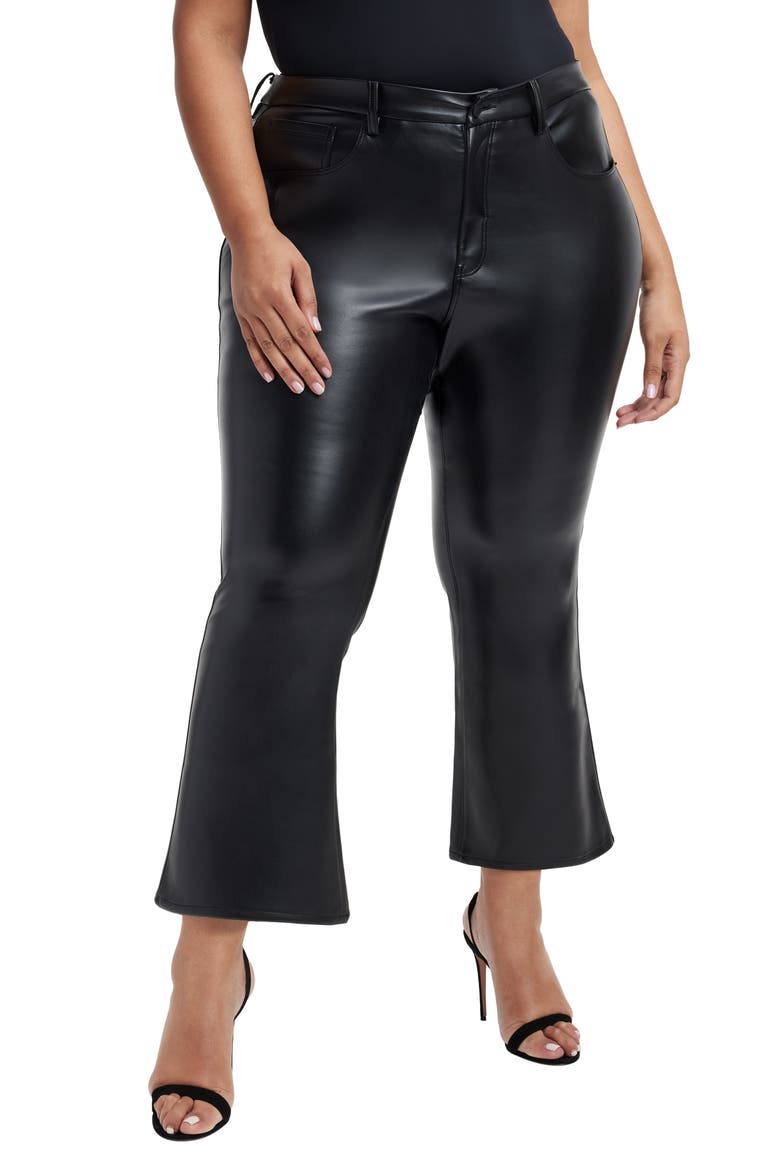 Good Legs Crop Faux Leather Mini Bootcut Pants, Alternate, color, BLACK001