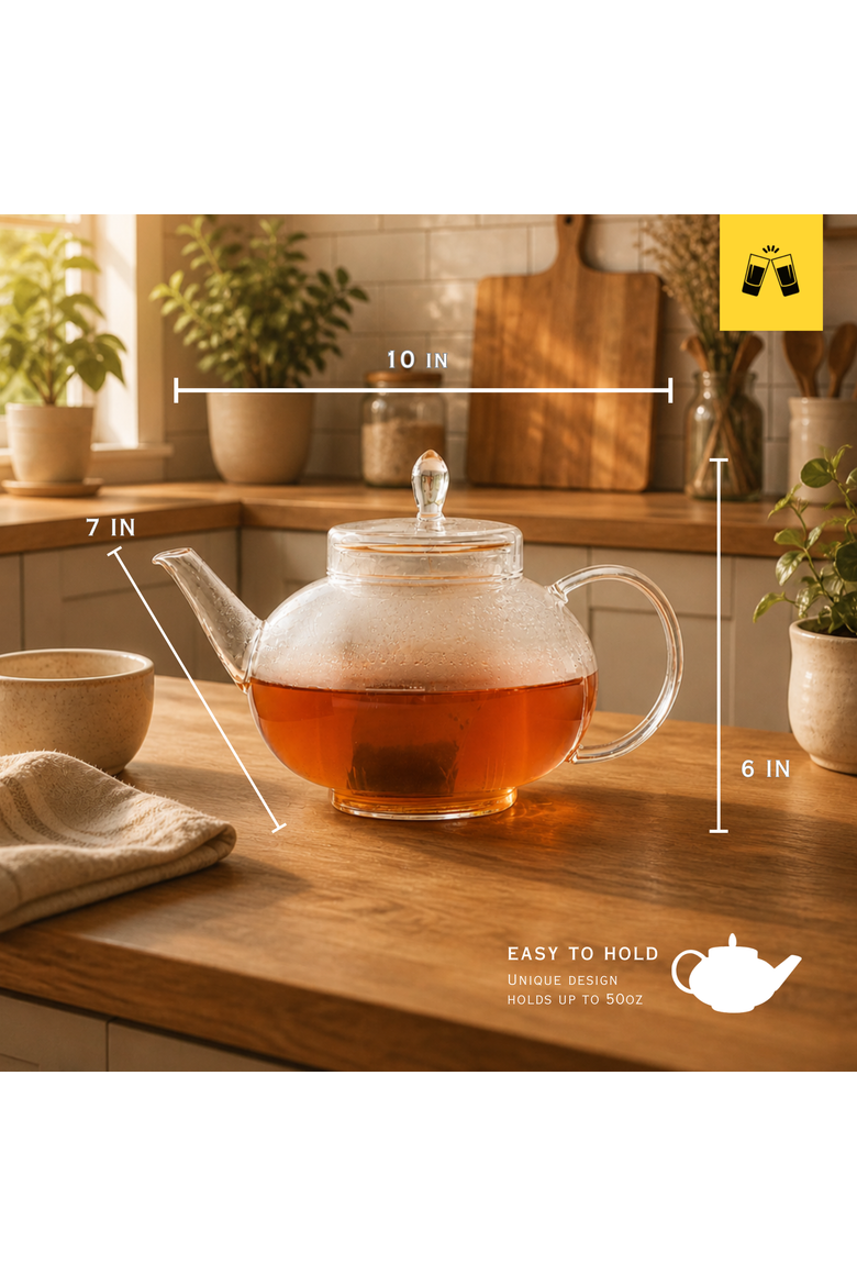 Glass Kettle With Built In Infuser - 1-Pack, Alternate, color, Clear