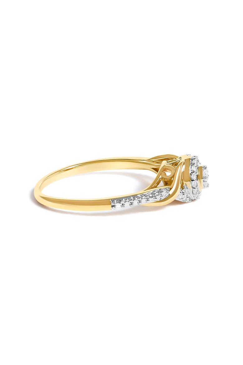 10K Yellow Gold 1/10 Cttw Diamond Swirl and Halo Promise Ring, Alternate, color, Yellow