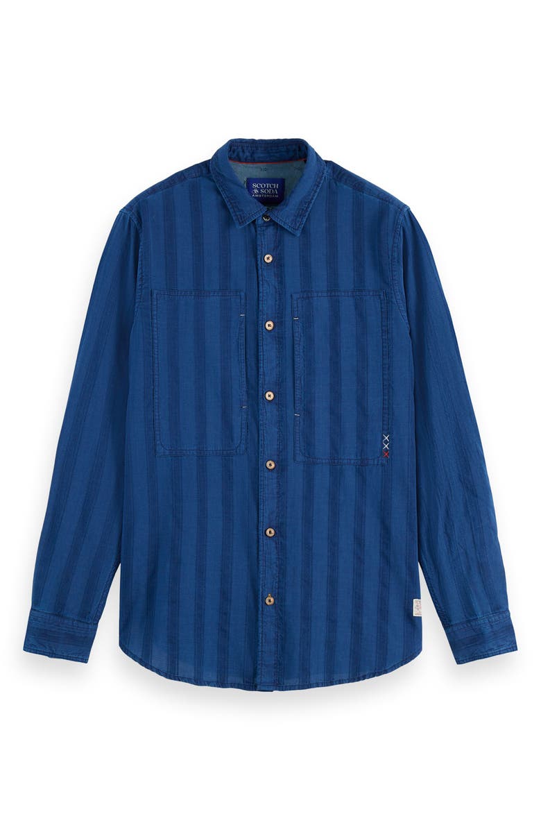 Scotch & Soda Textured Indigo Button-Up Shirt, Main, color, Washed Indigo