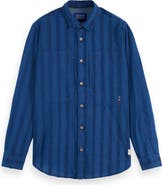 Scotch & Soda Textured Indigo Button-Up Shirt