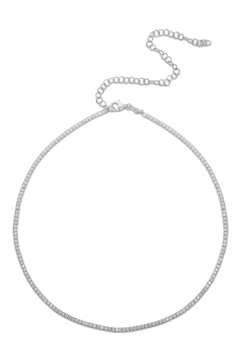 Cubic Zirconia Tennis Choker Necklace, Main, color, SILVER