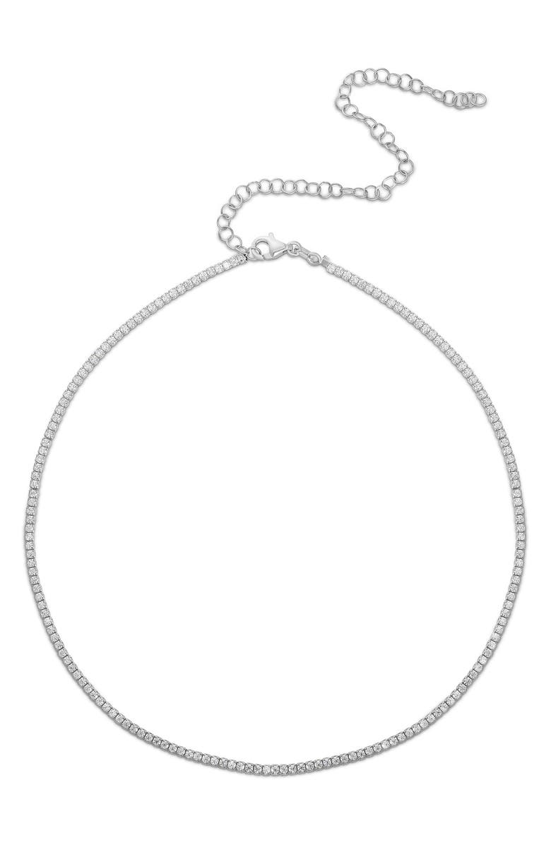GLAZE JEWELRY Cubic Zirconia Tennis Choker Necklace, Main, color, Silver