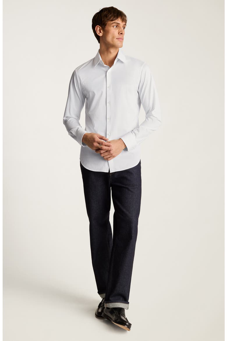 Tech Solid White Performance Cotton Blend Piqué Button-Up Shirt, Alternate, color, BIRDS EYE TEXTURE V2 C4