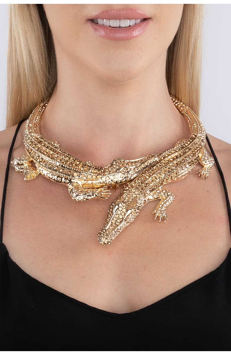 EYE CANDY LOS ANGELES The Luxe Collection See You Later Alligator Collar Necklace, Alternate, color, 