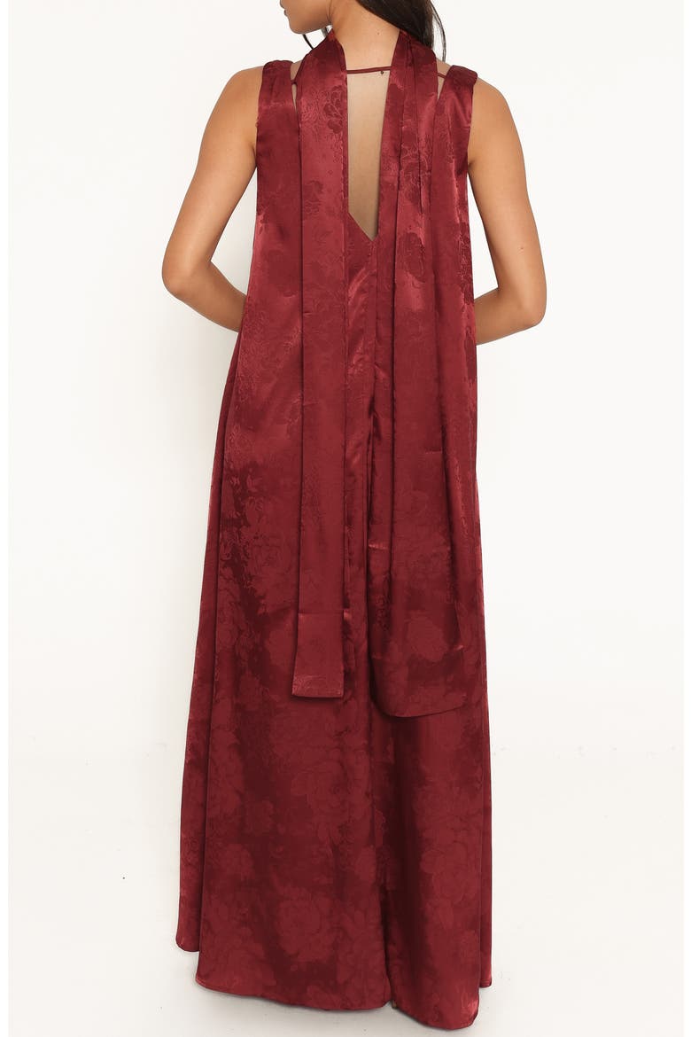 Aeryn V-Neck Scarf Maxi Dress, Alternate, color, BURGUNDY