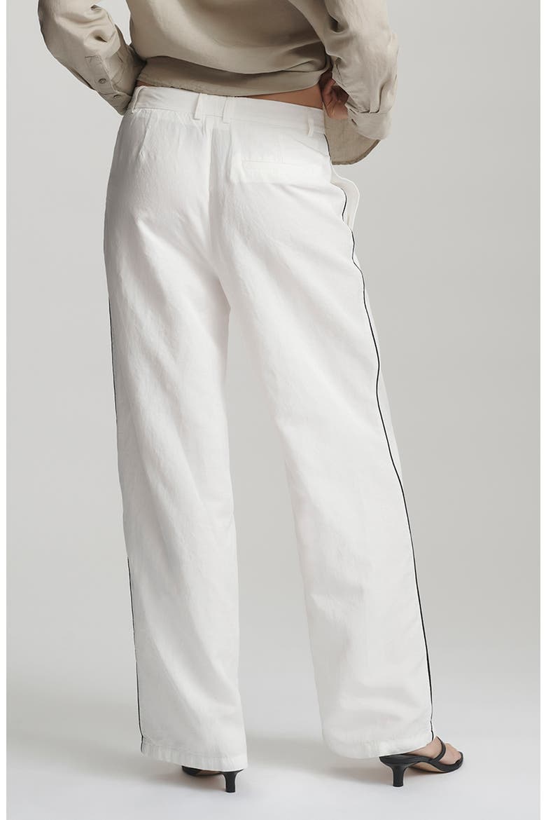 Piped High Waist Wide Leg Woven Pants, Alternate, color, COCONUT MILK