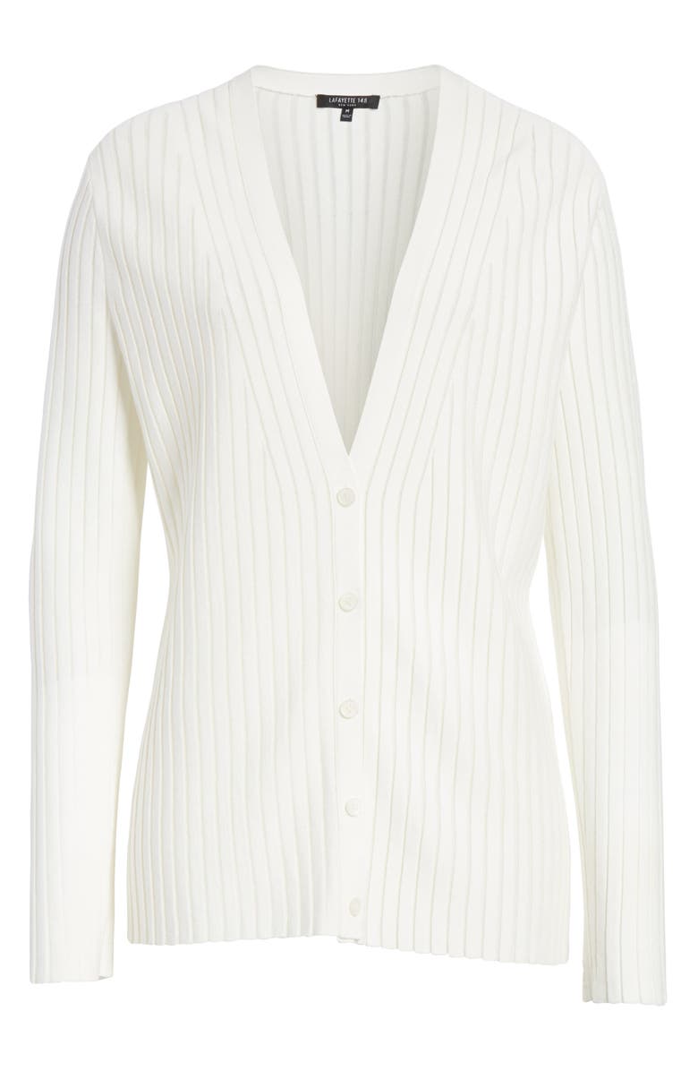 Lafayette 148 New York Matte Crepe Solid & Sheer Cardigan, Alternate, color,