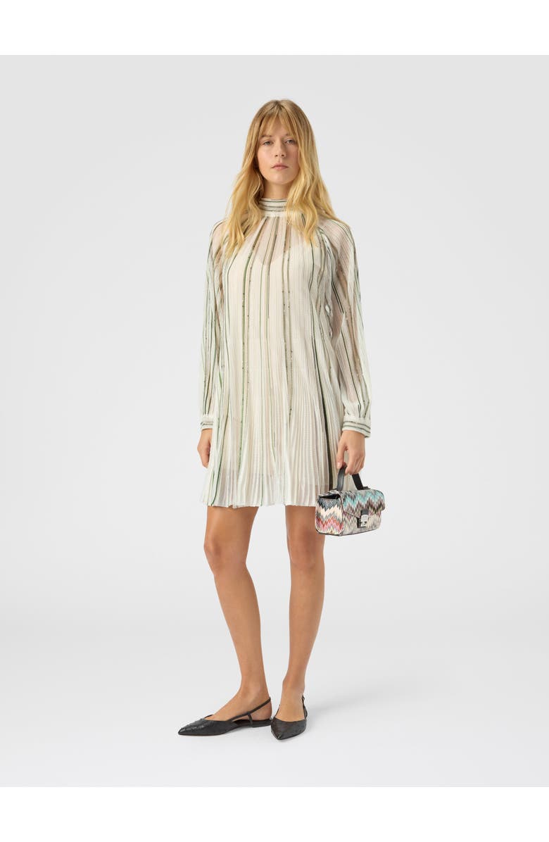 Missoni Mini Dress With Striped Sash And Lamé Threads, Alternate, color, White