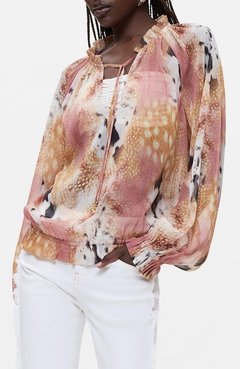 Smocked Long-Sleeve Top