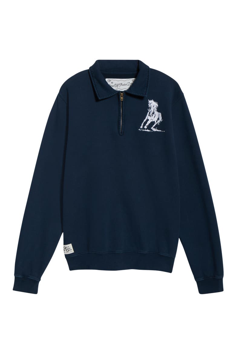 Running Horse Quarter Zip Fleece Graphic Sweatshirt, Alternate, color, NAVY