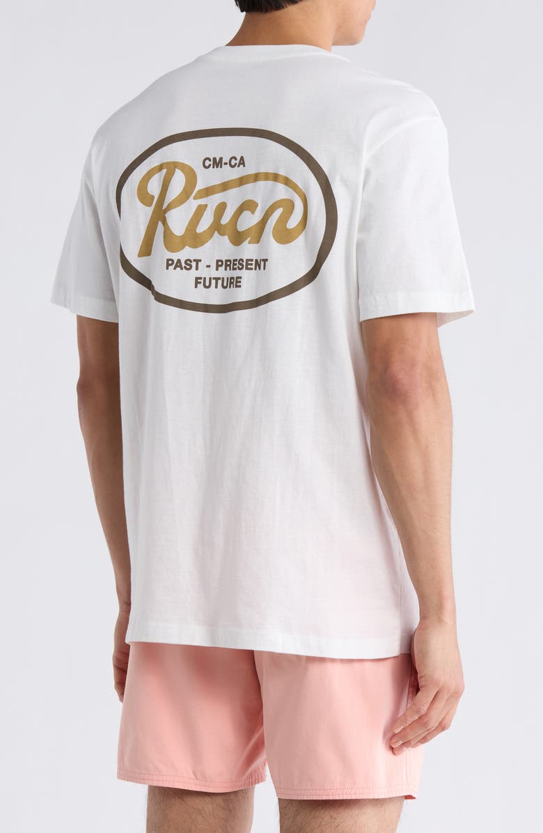 RVCA Oval Script Logo Cotton T-Shirt, Alternate, color, Antique White