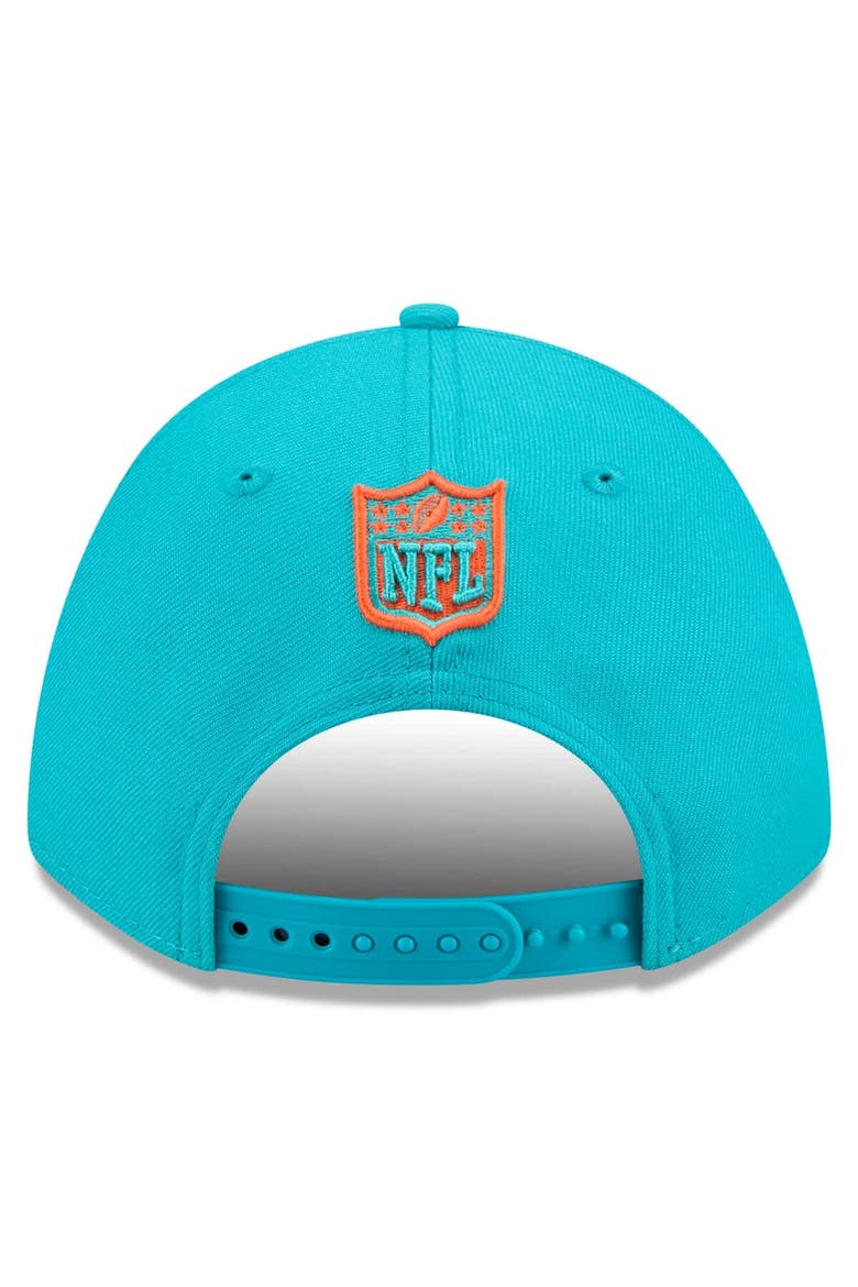 Men's New Era  Aqua Miami Dolphins Spain Side Patch 9FORTY M-Crown Adjustable Hat, Alternate, color, Aqua