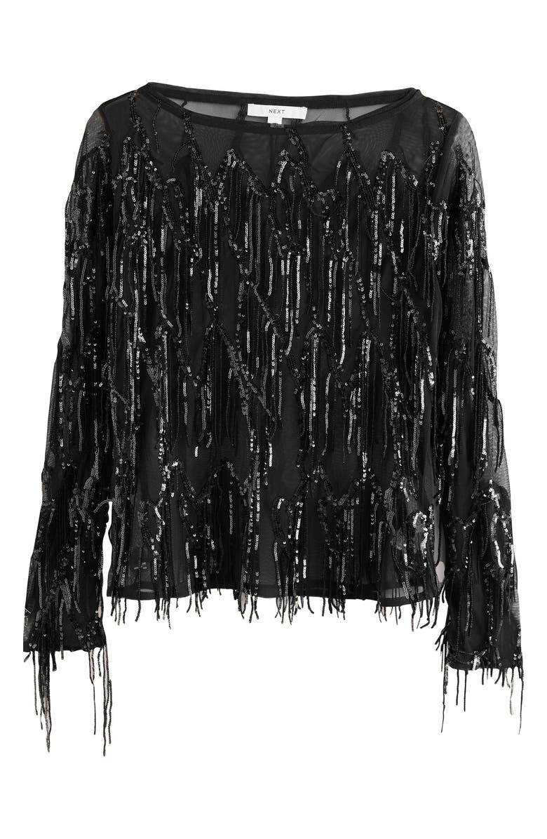 NEXT Sequin Tassel Top, Alternate, color, Black